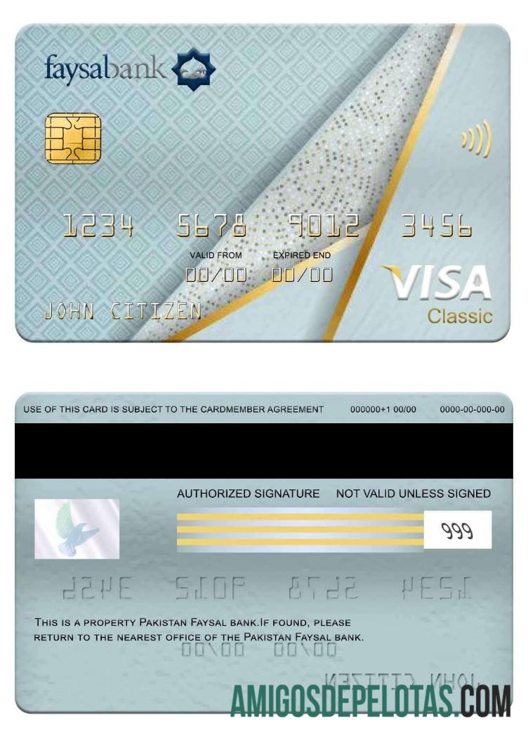 Pakistan Faysal Bank Visa Classic Card real example